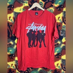 Stussy Superfly Posse Red Mens Tee Shirt Size Large